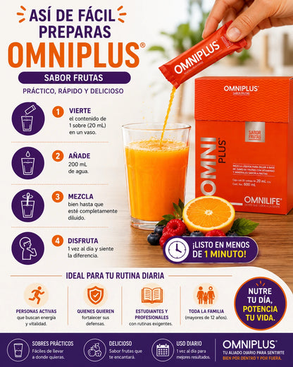 OmniPlus® Sabor Frutas | Vitaminas y Minerales en Sobres Prácticos — OMNILIFE