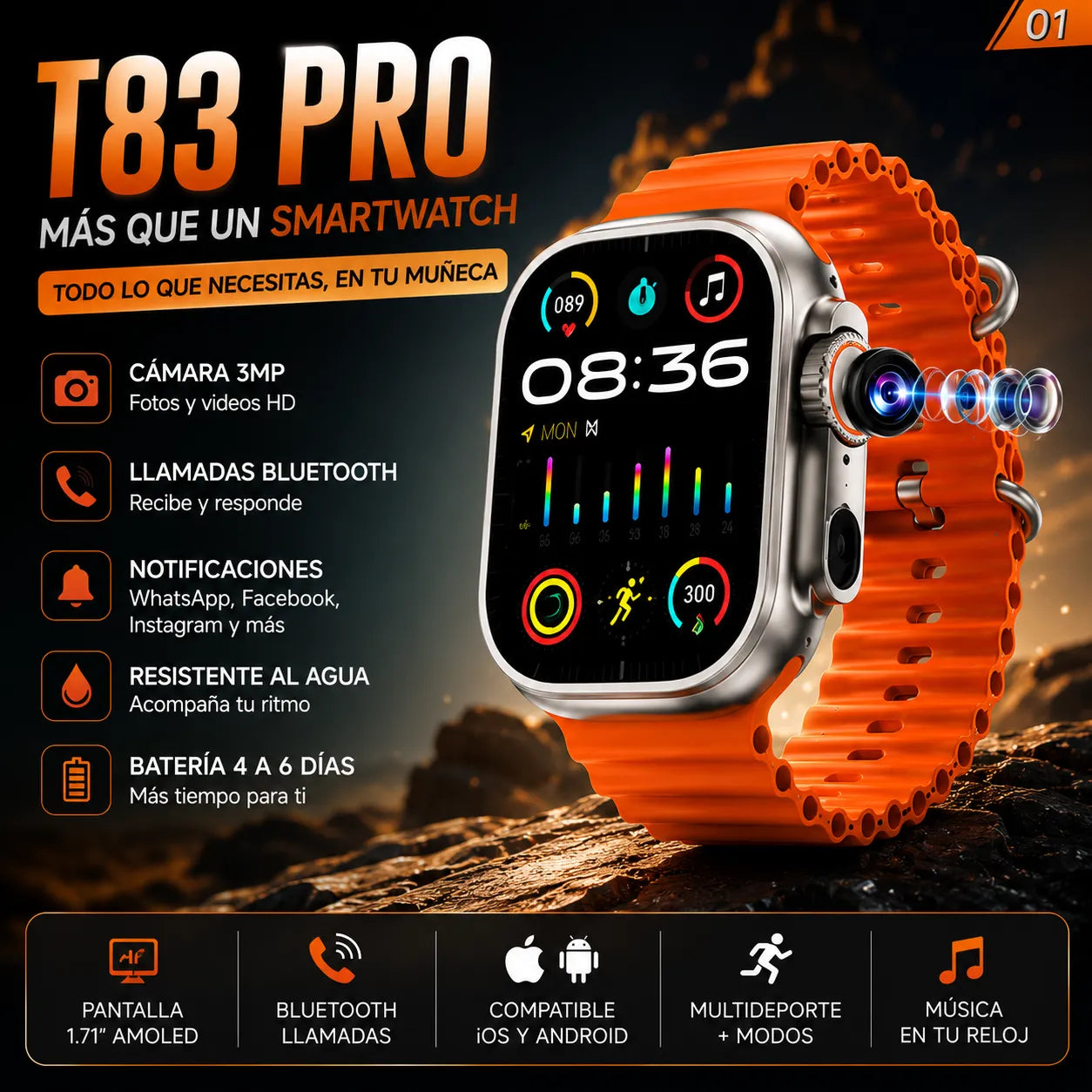 Smartwatch T83 Pro con Cámara