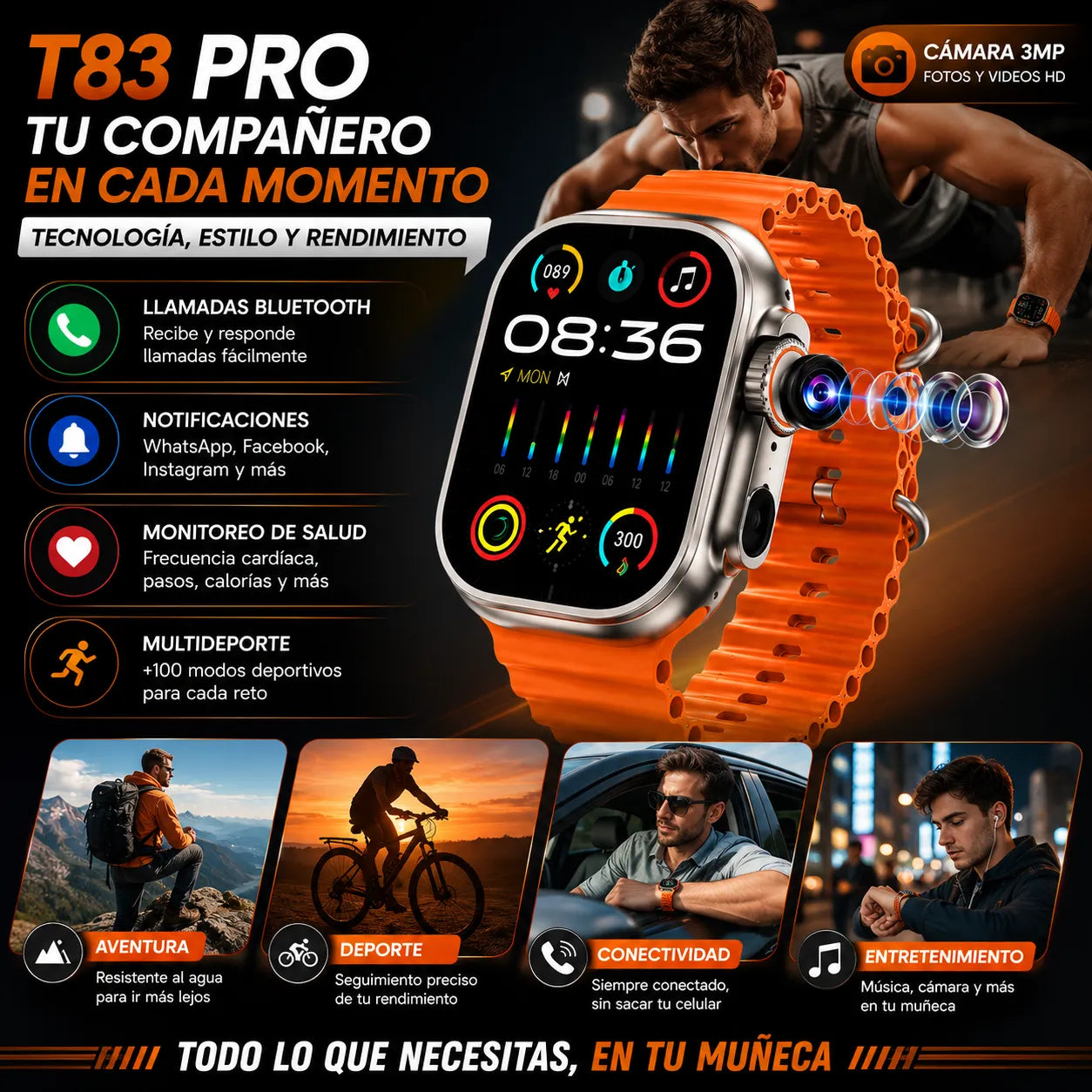 Smartwatch T83 Pro con Cámara