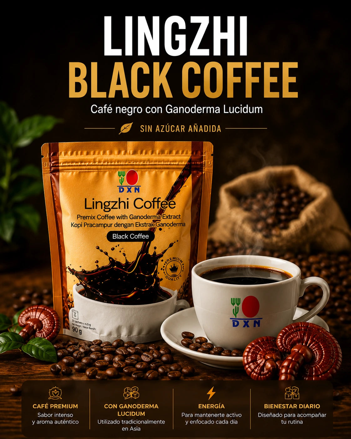 Black Lingzhi Coffee DXN | Café Ganoderma Premium