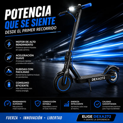Scooter Eléctrico Plegable 350W con Bluetooth, Pantalla LCD y Autonomía de hasta 35 km